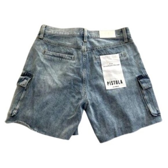 Pistola Peyton High Rise Relaxed Cargo Shorts in Boardwalk Blue - Picture 3 of 4
